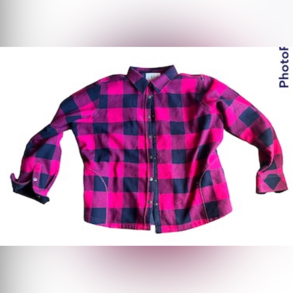 Orivs Navy pink buffalo print button up